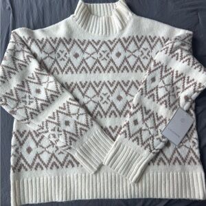 Calligraphie Women's Cream and Brown Sweater
